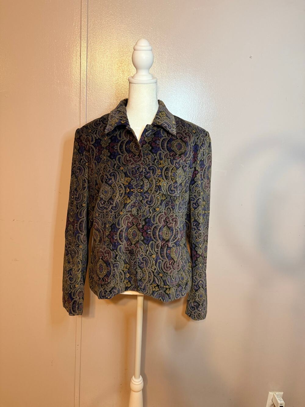 Fundamental Things vintage velvet Paisley Blazer Jacket size 10